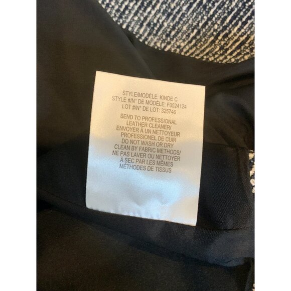 Theory Black & White Tweed Zip-Up Moto Jacket Lamb Leather Sleeves, Size 6 - Picture 12 of 12